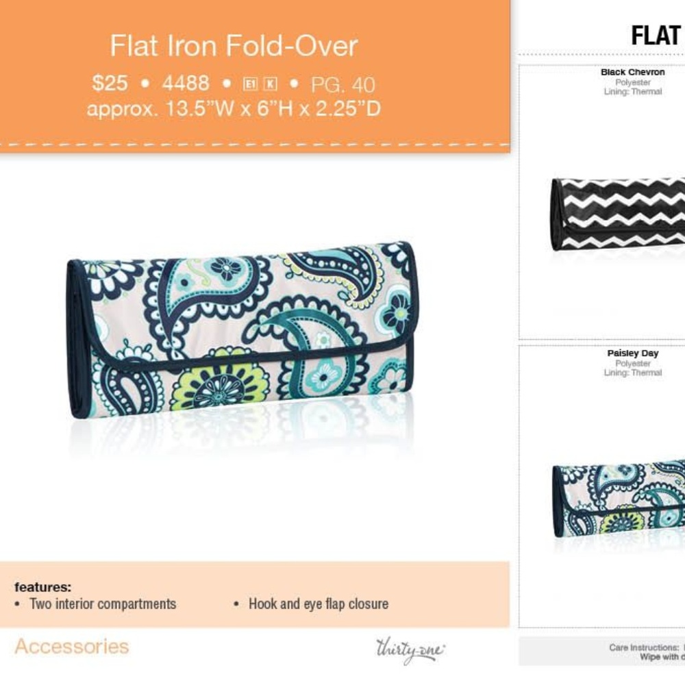 Thirty One Thermal Flat Iron Fold Over Paisley Day - Picture 1 of 6